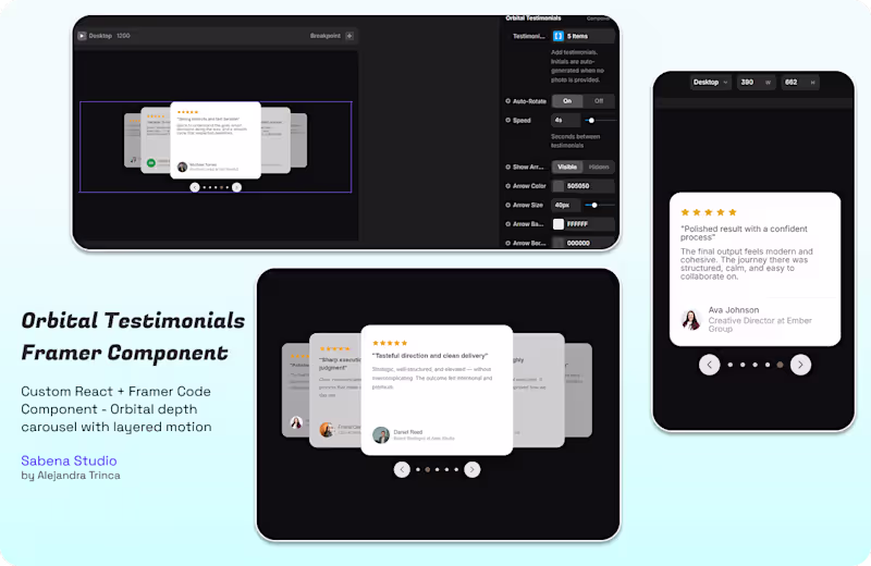 Cover image for Orbital Testimonials - Framer component