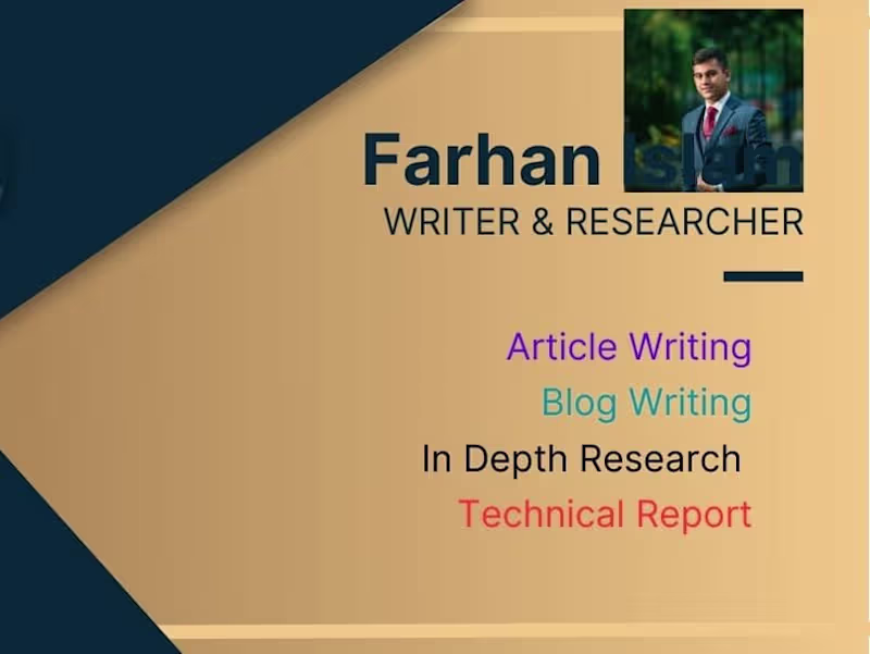 Cover image for Expert Creative Content Writer, Article and Research writing