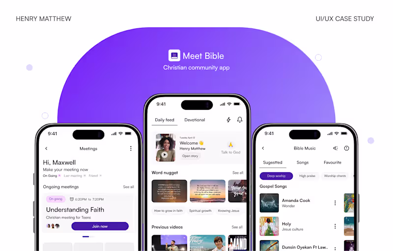 Cover image for MEET BIBLE MOBILE APP CASESTUDY :: Behance