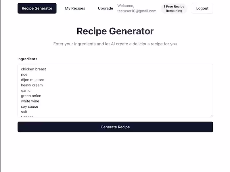 Cover image for built this quick recipe generator that takes ingredients and...