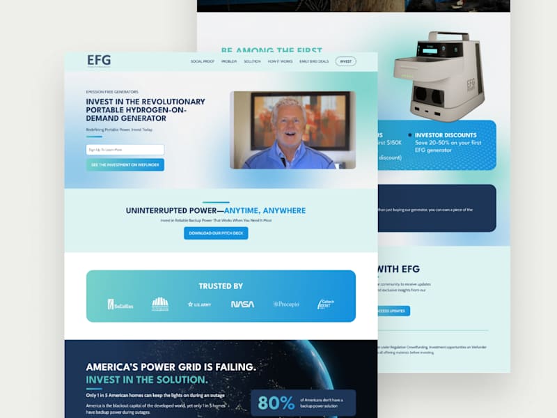 Cover image for Emission Free Generators Investor Landing Page