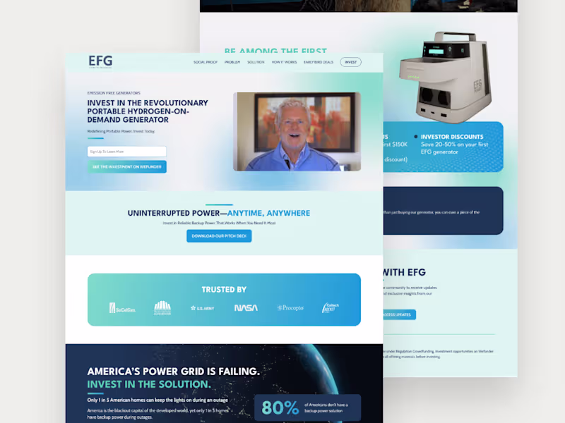 Cover image for Emission Free Generators Investor Landing Page