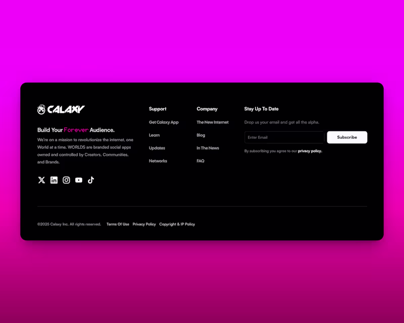 Cover image for http://calaxy.com site footer Nothing too fancy but I'm happ...