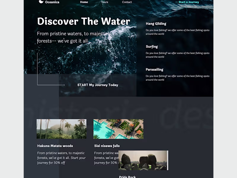 Cover image for A landing page for a vacation based website