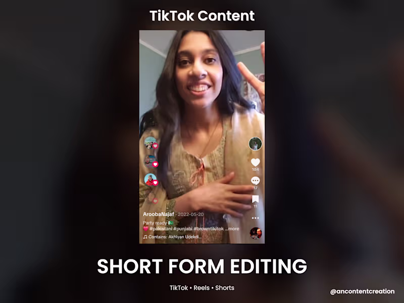 Cover image for TikTok Content Strategy + Short Form Editing (@aroobanajaf1)