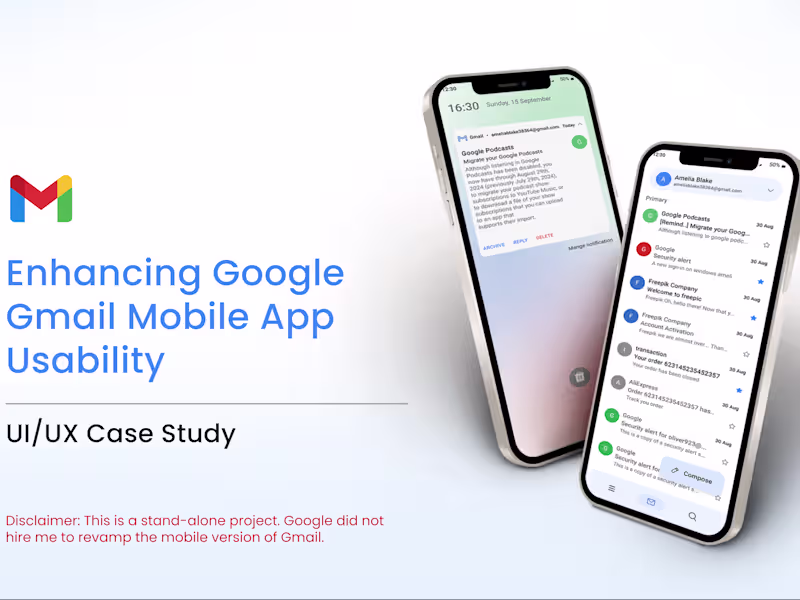 Cover image for Case Study: Enhancing Google Gmail Mobile App Usability
