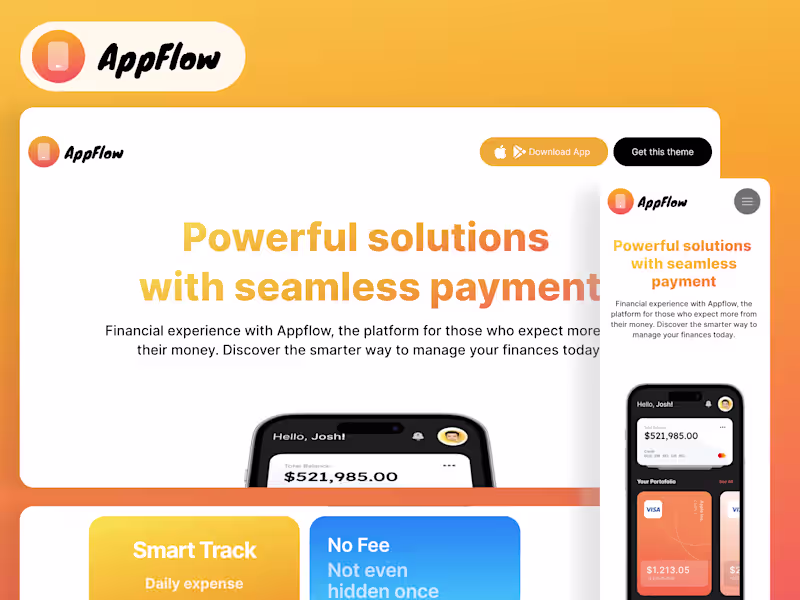 Cover image for AppFlow — Beautiful Mobile App Landing Page
