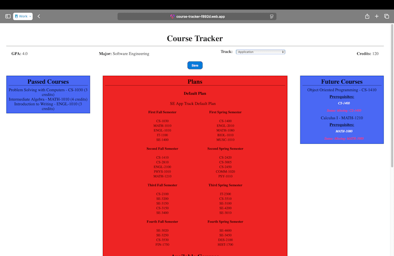 Cover image for Course Tracker Development