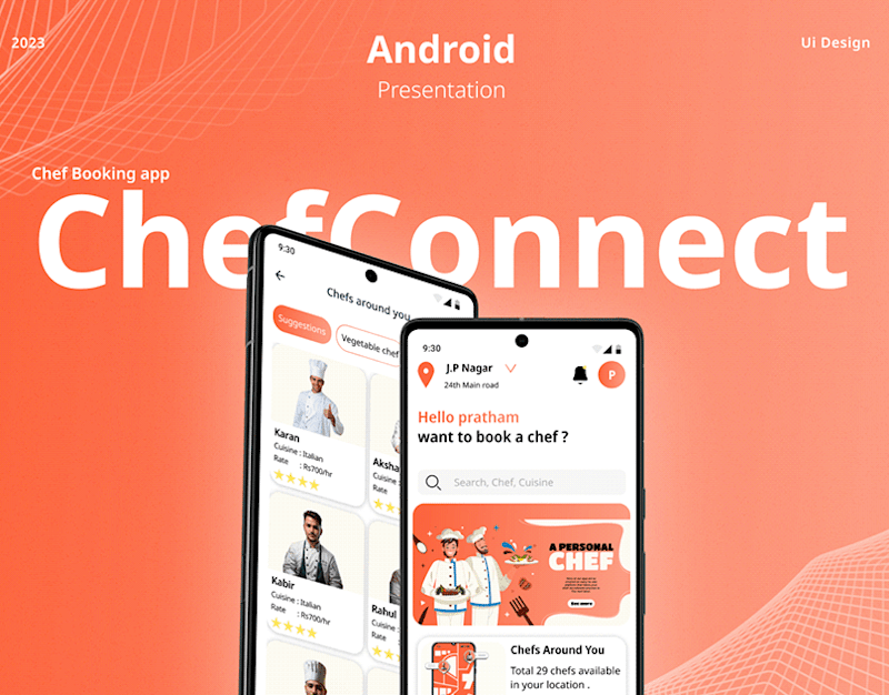 Cover image for Android Presentation - Chef Booking App | Behance