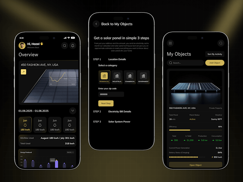 Cover image for SunFlux – Solar Panel Energy Mobile App Design