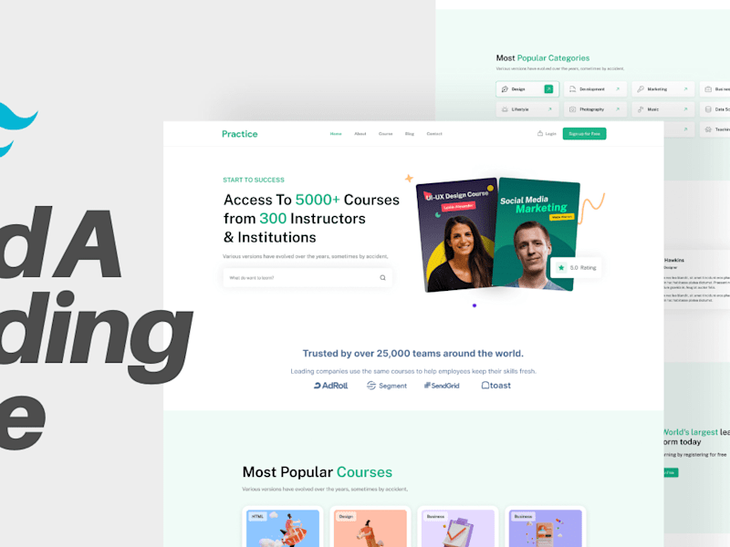Cover image for Landing Page Development In ReactJS & TailwindCSS