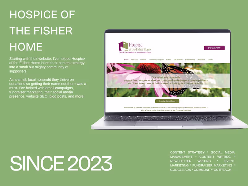 Cover image for Content Strategy & SMM - Hospice of the Fisher Home