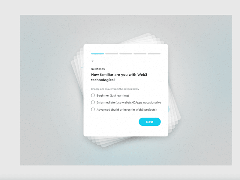 Cover image for Web3 Card based questionnaire with animated