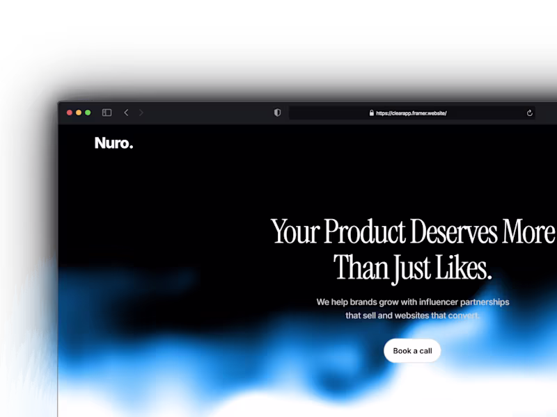 Cover image for Nuro. - A Web Design and Influencer Marketing Agency Website