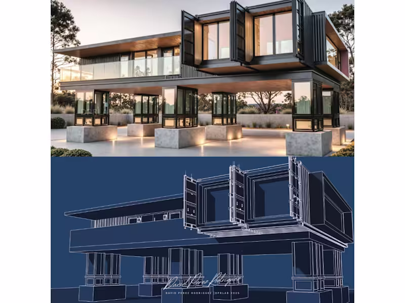 Cover image for Luxury Container Home CAD Blueprint & 3D Rendering