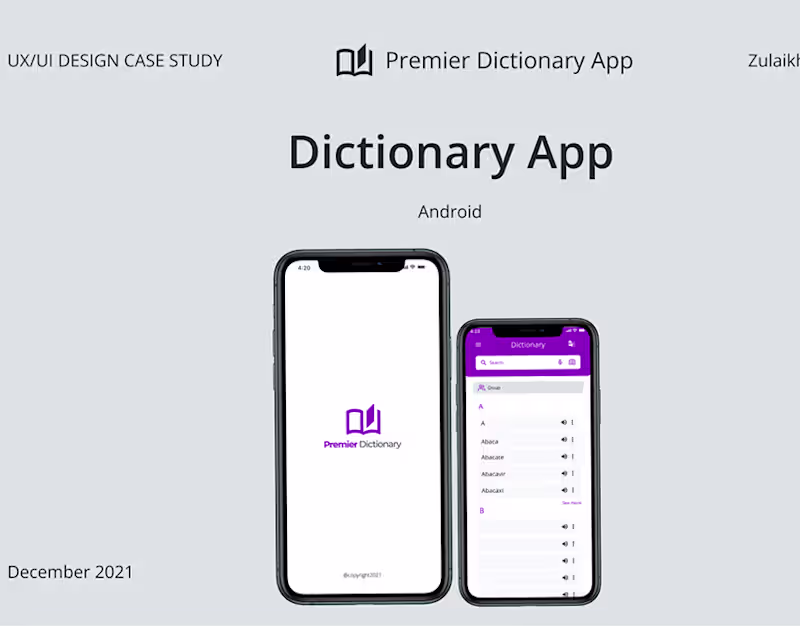 Cover image for Dictionary App Case Study Design :: Behance