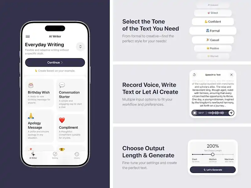 Cover image for AI Writing Assistant App Design