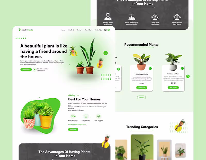 Cover image for FreshyPlants Landing Page :: Behance