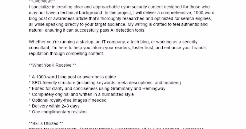 Cover image for Beginner-Friendly Cybersecurity Blog or Awareness Article
