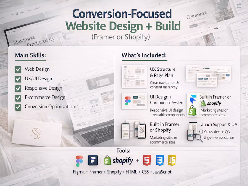 Cover image for Conversion-Focused Website Design + Build (Framer or Shopify)