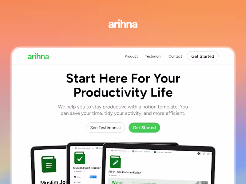 Cover image for Arihna Landing Page Design