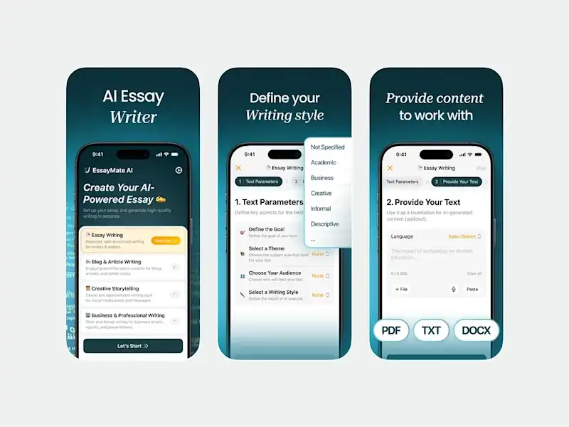 Cover image for AI Essay Writer App Screenshots