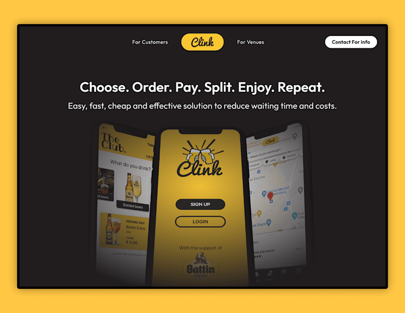 Cover image for Clink. Choose. Order. Pay. Split. Enjoy. Repeat.