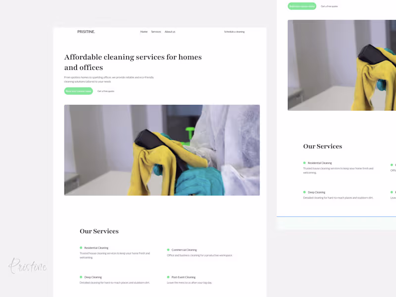 Cover image for PRISITINE: Framer Template for Premium Cleaning Service Websites