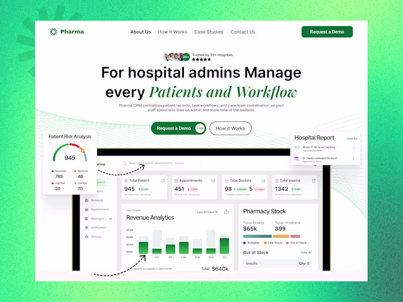 Cover image for Redesigning a Pharma CRM Landing Page.