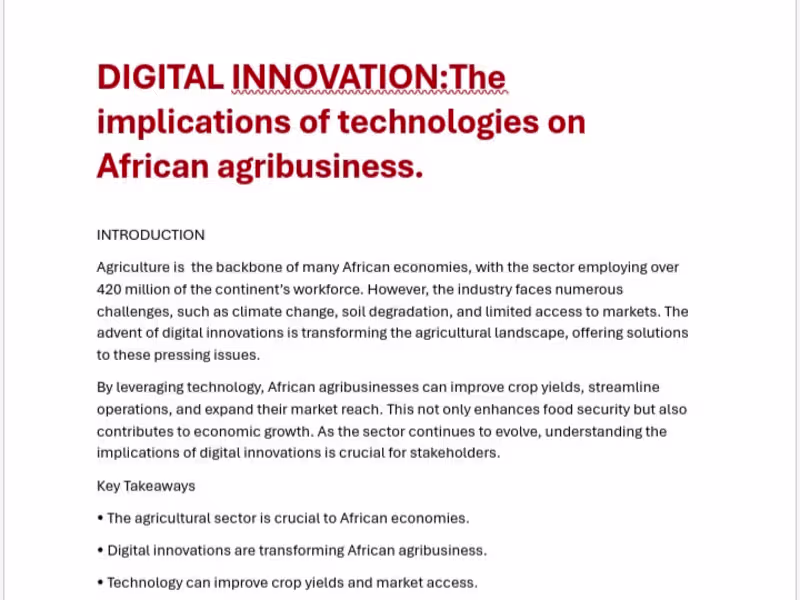 Cover image for Agritech innovation research Article