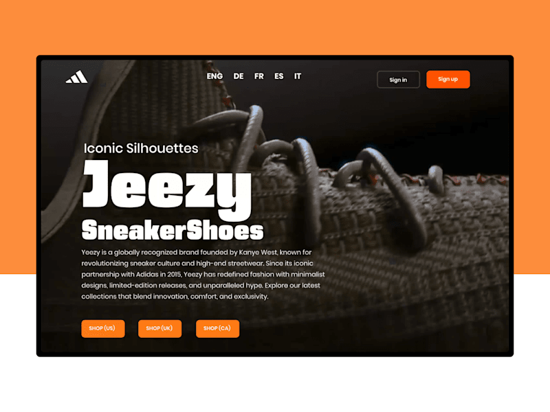 Cover image for Modern Hero Header Design for Jeezy SneakerShoes