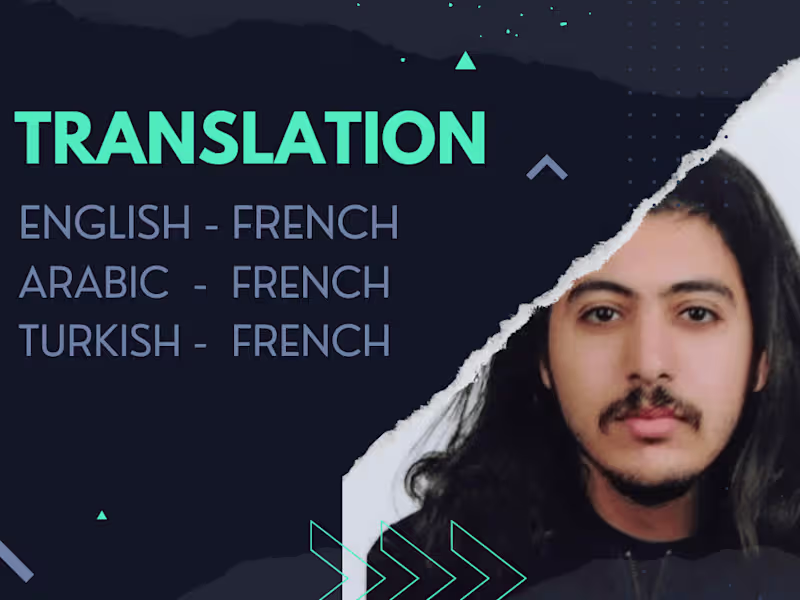 Cover image for Professional Arabic/Turkish -- French Translator