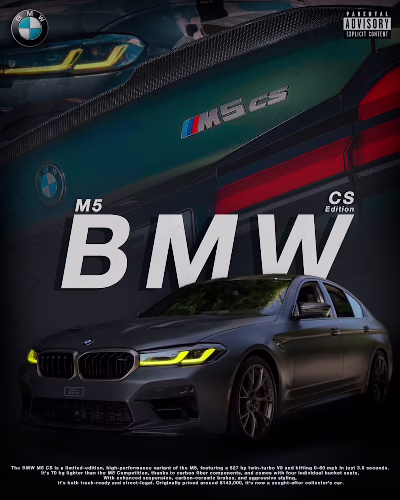 Cover image for BMW M5 CS Poster Design