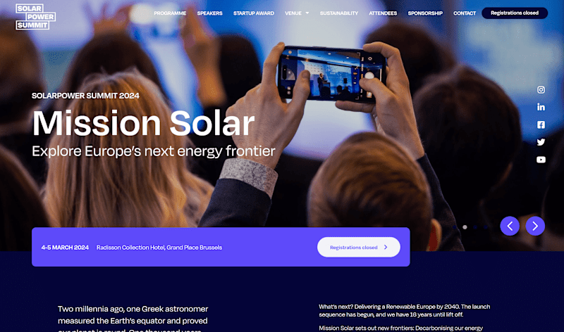 Cover image for Website for Solar Power Summit