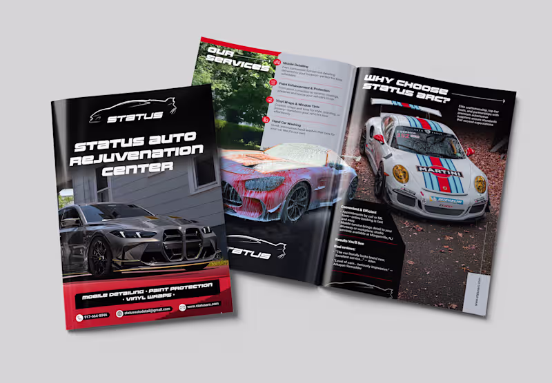 Cover image for Bifold Brochure Design for Status Auto Rejuvenation Center