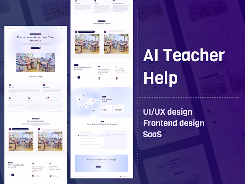 Cover image for AI Teacher Help website UI/UX