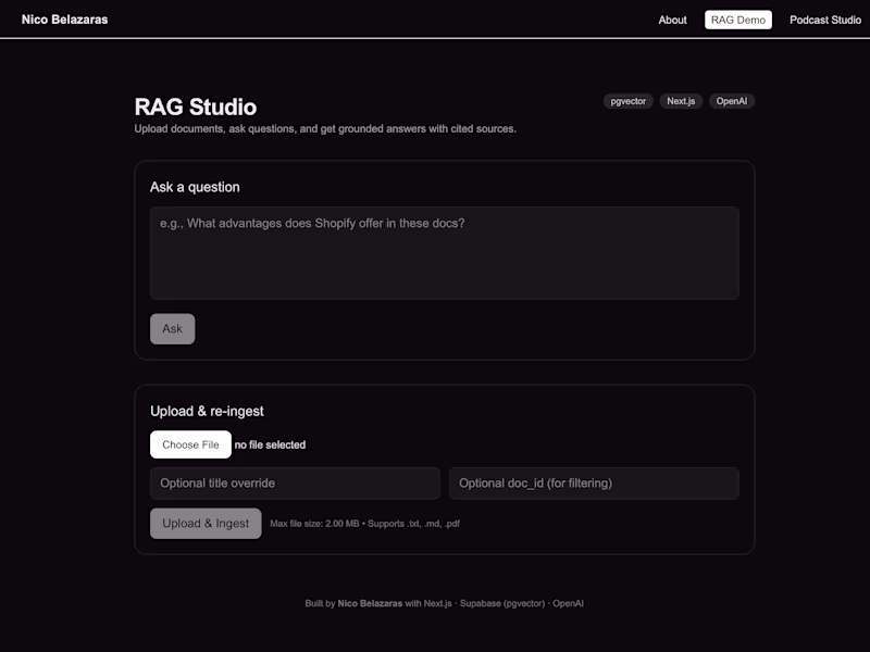 Cover image for RAG Pipeline & Podcast Summary Studio