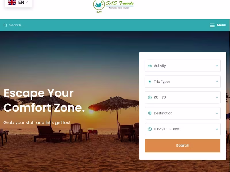 Cover image for Website for Travel Agency-SAS Travels