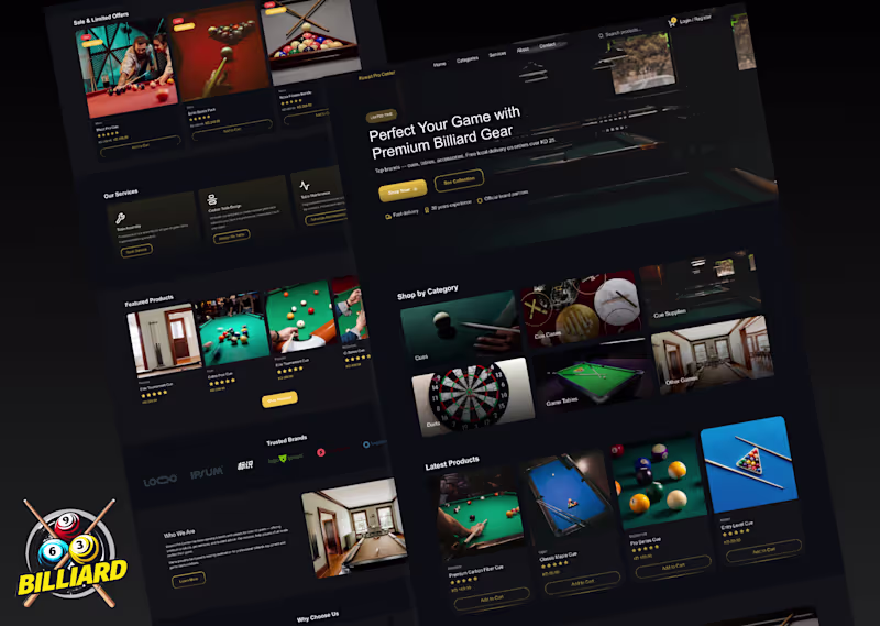Cover image for Billiards Website Landing Page Design I recently completed a...