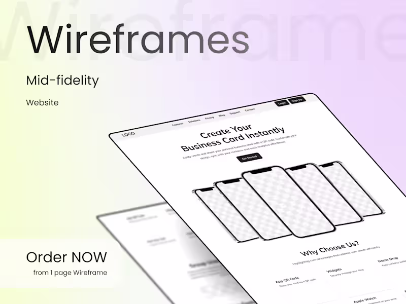 Cover image for You will get Wireframes Mid-Fidelity for Website or Landing Page