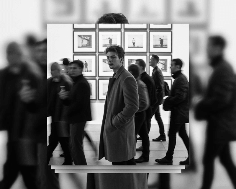Cover image for Frozen in Motion – Gallery Scene in Black & White