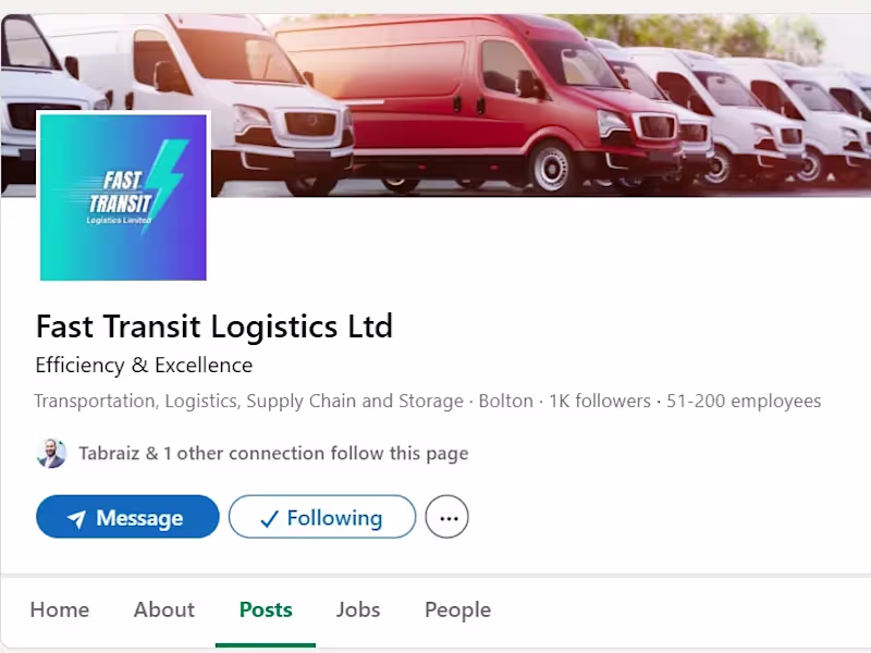 Cover image for LinkedIn Management for Fast Transit Logistics