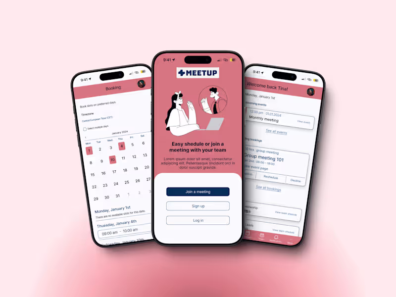 Cover image for MeetUp sheduling App | UX/UI design freelance project