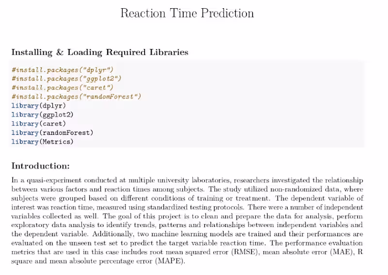 Cover image for Reaction Time Prediction