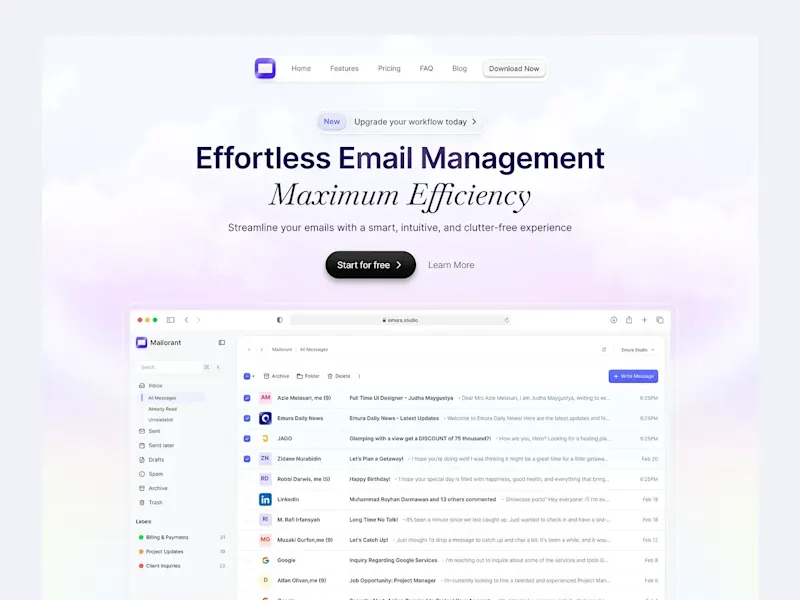Cover image for Mailorant - Landing Page Design