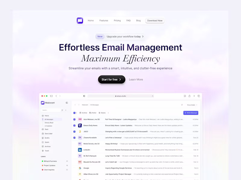 Cover image for Mailorant - Landing Page Design