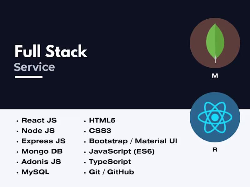 Cover image for We specialize in development of Full Stack Web Applications.