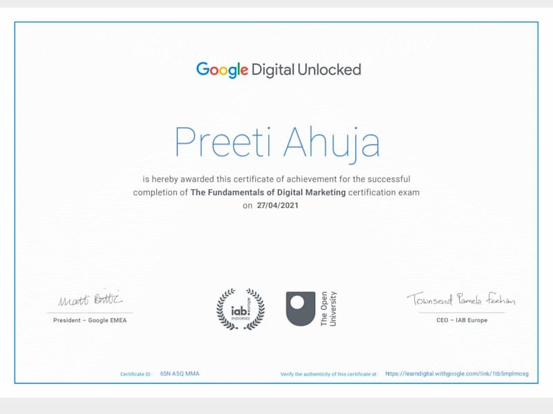 Cover image for Certified from Google