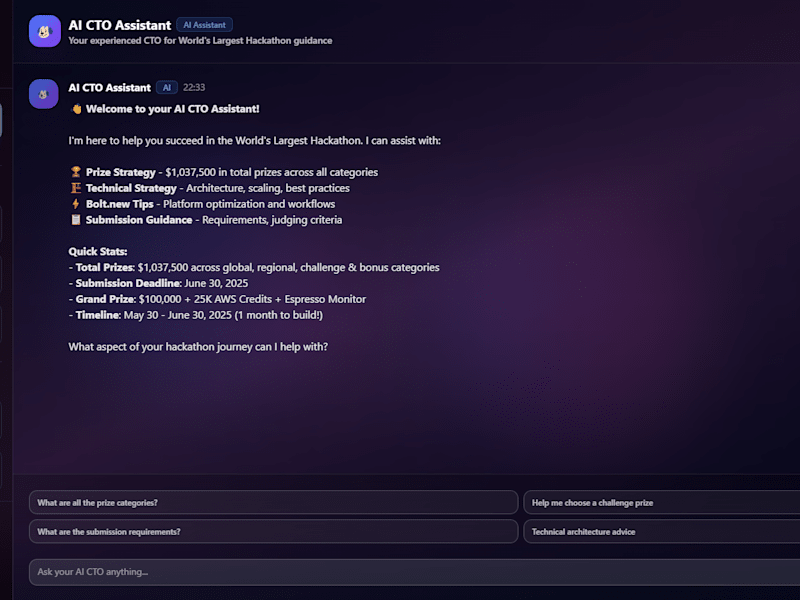 Cover image for Hackathon Team Chat - AI CTO Assistant