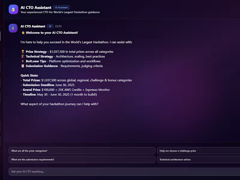 Cover image for Hackathon Team Chat - AI CTO Assistant
